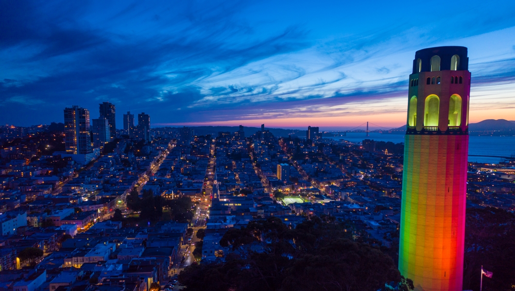 Coit Tower Aerials During Pride Month